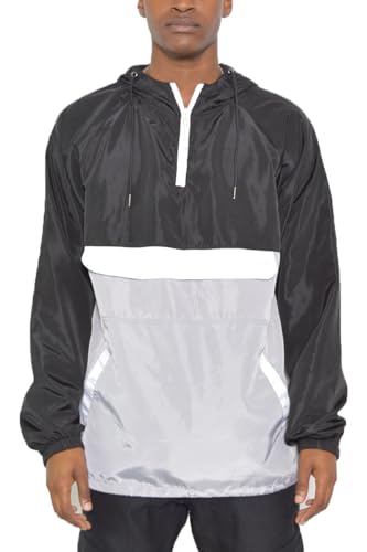 Image of WEIV GEAR Men's Full Zip Hooded Lightweight Windbreaker Anorak Jacket