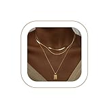 Kyerlyn layered gold necklaces for women，Stackable Simple 14K Gold Plated Chain Necklace Layering Fashion Pendant herringbone Necklaces Trendy gold Jewelry for women trendy Set Gifts