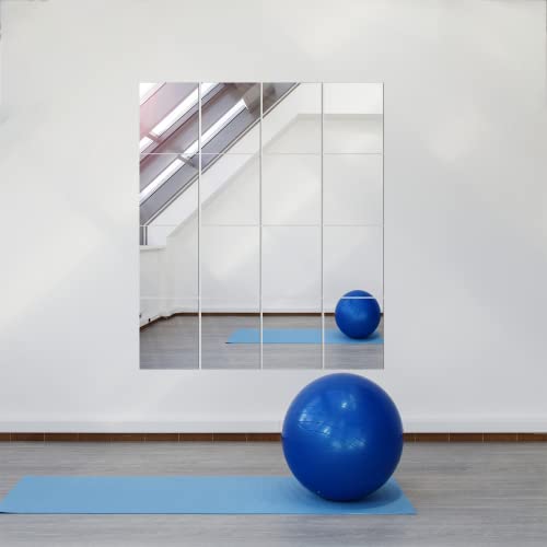 Delma Home Mirror Tiles, 14'' X 12'' Glass Frameless (16 Pcs), Large Wall For Gym,Bedroom,Door,Bathroom (Glass - 16Pcs) #TOP2