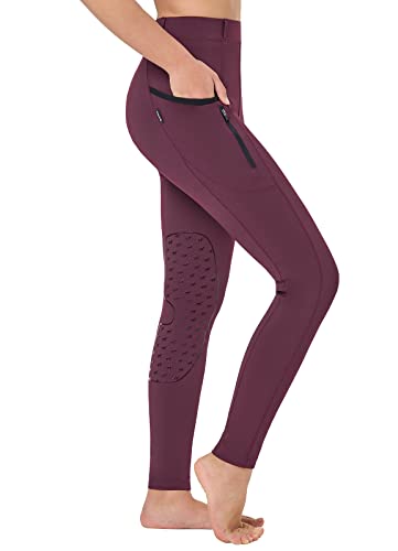 Baleaf Girls Horse Riding Pants Kids Equestrian Breeches Belt Loops Knee-Patch Youth Schooling Tights Zipper Pocket Red S #TOP5