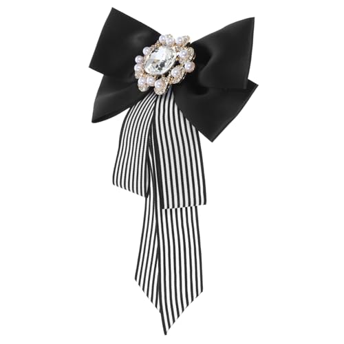 Veemoon Classic Bow Tie for Women Shirt Tie Rhinestone and Pearl for Dresses and Business Outfits