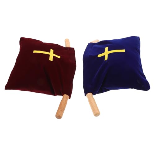 IMIKEYA Bolsa para Ofrendas de Iglesia 2 Piezas Terciopelo 10 Pulgadas con Asas de Madera Rojo y Azul para Servicios Religiosos Comunión y Bautizos Recipiente para Donaciones y Colectas