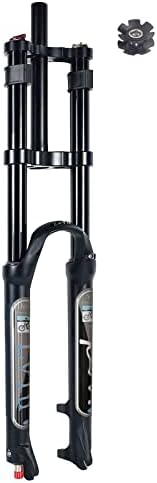 LvTu MTB Bike Front Fork 26 27.5 29 Inch Travel 180mm Air DH Downhill Suspension Forks Straight Tube Ultralight Bicycle Shock Absorber Double Shoulder Rebound Adjust (Color : Black, Size in), 26''