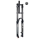 LvTu MTB Bike Front Fork 26 27.5 29 Inch Travel 180mm Air DH Downhill Suspension Forks Straight Tube Ultralight Bicycle Shock Absorber Double Shoulder Rebound Adjust (Color : Black, Size in), 26''