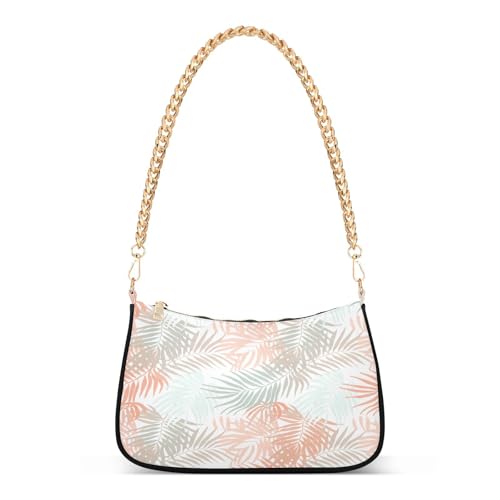 Shoulder Bag for Women Pastel Palm Leaves Tote Handbag Crossbody Bag with Zipper Closure