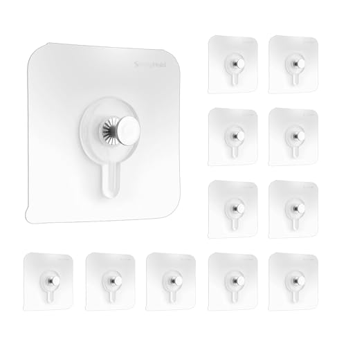 Image of StrongHold Self Adhesive Wall Hooks Without Drilling - 40 Pcs Heavy Duty Transparent Hooks for Photo Frames, Wall Clocks, Keys & Home Decor, Nail Free Damage Free Hanging Hooks