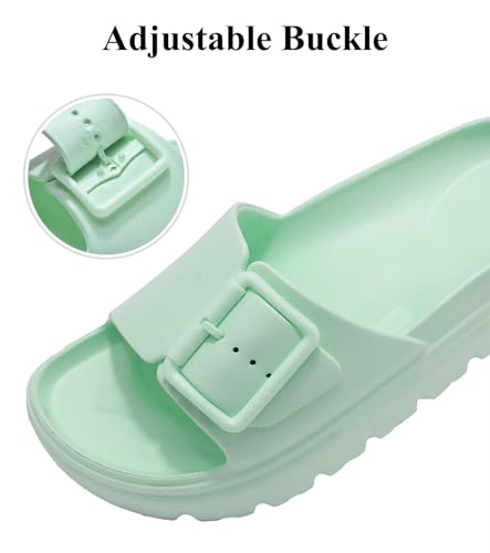 Image of Haifago Womens Platform Sandals with Arch Support, Summer Beach Slides with Adjustable Buckle, Comfort Lightweight Chunky Cushion Slip on Sandal