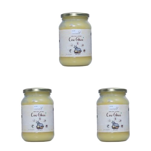 Image of GowDurBar Indian Kankrej Cow Ghee 400 ML | Pure A2 Desi Cow Ghee | Traditional Cultured Method | Golden & Aromatic | Lab-Certified for Purity | For Cooking, Sweets & Daily Use (Pack of 3)