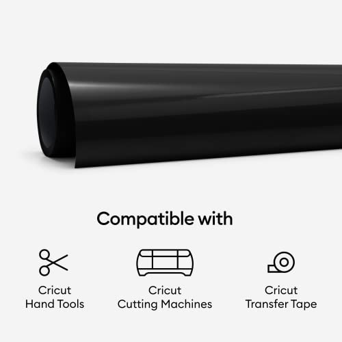 Image of Cricut Everyday Iron On - 12 inch x 12ft - HTV Vinyl for T-Shirts - Use with Cricut Explore Air 2 /Maker, StrongBond Guarantee, Outlast 50+ Washes, Black