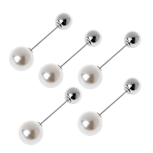 MEIKONG 5Pcs Broche Classique Imitation Double Perle Pull Châle Clip épingle De Sûreté Femmes Cover