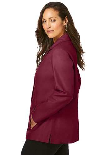 Jessica London Women's Plus Size Leather Blazer3