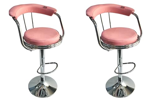 Image of GOYALSON Classic Height Adjustable and Revolving Bar Stool Kitchen Chair (2, Pink)