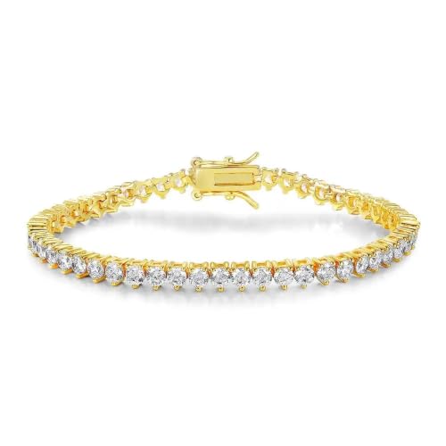 Bracelet tennis zircone cubique 4mm 3 broches chaîne hip hop fête