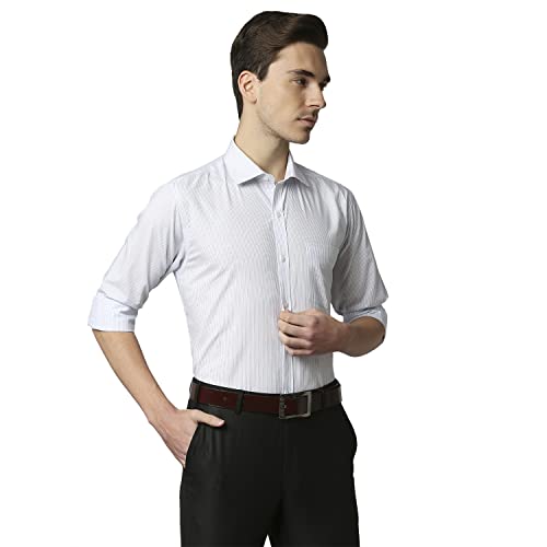 Image of Park Avenue Men's Pure Cotton Stripe Pattern Slim Fit Semi Cutaway Collar Full Sleeve Formal Shirt