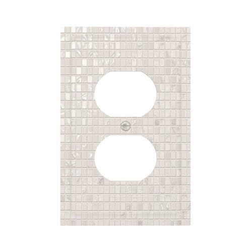 Nadoabtm Outlet Covers Beige Mosaic Tile Marble Pattern 1 Gang Duplex Light Switch Cover Plate Decorative Switch Plate Covers Electrical Socket Cover for Bedroom Home Decor