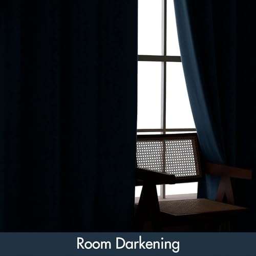 Image of MIULEE Dark Slate Blackout Velvet Curtains Drapes 84 Inch Long 52 inchx84 inch | Luxurious Bedroom Living Room Decor, Room Darkening, Thermal Insulated, Rod Pocket Design, Super Soft Fabric