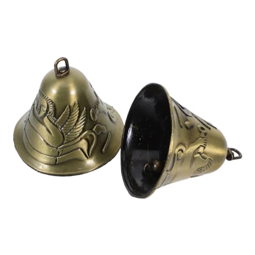 Alipis 2pezzi Campanellini Vintage in Bronzo Decorazioni Pendenti Forma Di Campana Campanelli Eolici Per Casa e Giardino Carillon Da Giardino Campane Decorative Feng Shui