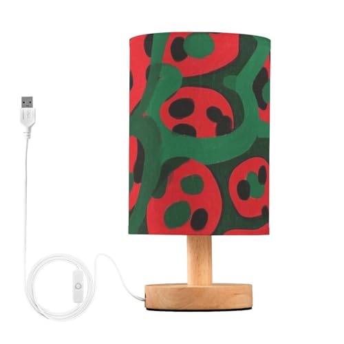 Lámpara de Mesa Pequeña con Estampado Leopardo Rojo y Verde miniatura 1