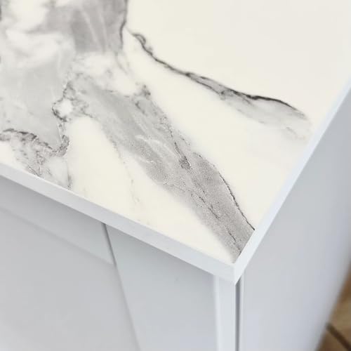 Image of Top Worktops Compact Laminate Worktop Classic Marble 3050 × 950 × 12 Mm,Solid Core Slim Waterproof Worktop That Is Heat And Scratch Resistant, Perfect For Kitchen, Bathroom, Utility Room And More
