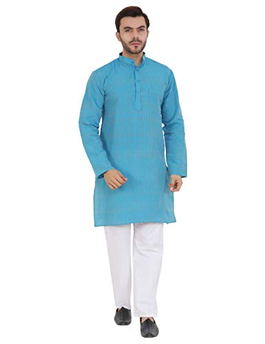 Image of LATEST CHIKAN Men's Cotton Blend Regular Striped Kurta