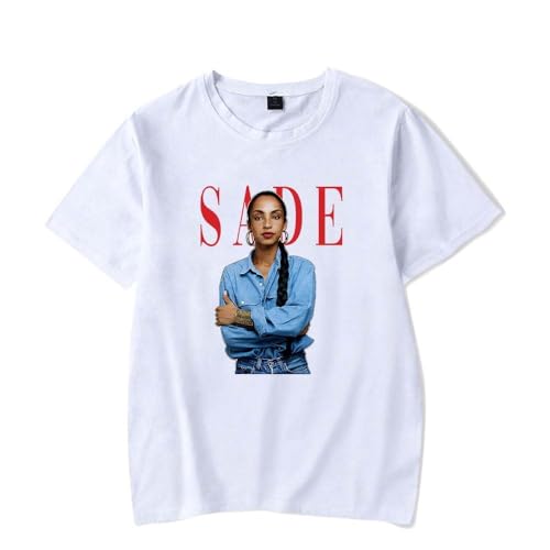Sade Camiseta, Fanáticos De La Música Estampada Moderna Ligera De Manga Corta para Uso Diario Deportiva Unisex Shirt,Blanca,4XL