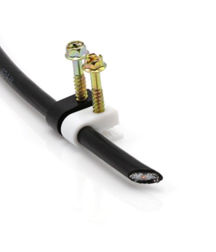 The Cimple Co - Single Coaxial Cable Clips, Cat6, Electrical Wire Cable Clip, 1/4 In (6 Mm) Screw Clip And Fastener, White (100 Pieces Per Bag) #TOP4