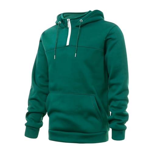 Quater Zip Pullover Men Big and Tall Hoodies Drawstring Long Sleeve Fall Fuzzy Fleece Oversized Sweatshirt Pockets - Main Image