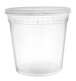 Monouso | 40 Recipientes de Plástico con Tapa, 720ml, Ø11,9x11cm, Envase Alimentario, Tapa Hermética, Contenedor, Almacenamiento, Take Away, Reutilizable