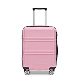 Kono 20' Carry on Luggage with Spinner Wheel TSA Lock, Lightweight PC+ABS Hardside Luggage Durable Small Carry on Suitcase Pink