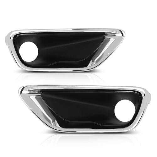 PIT66 Fog Light Cover Lamp Bezel Trims Compatible with Jeep Grand Cherokee 2016-2020 68261710AA, 68261711AA Pair Chrome