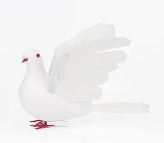2 Pcs Simulation White Dove Flying Pigeon Foam Feather Birds Ornaments Artificial White Dove for Craft Wedding Home Garden Decor 26cm
