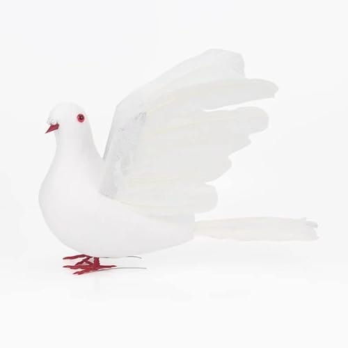 2 Pcs Simulation White Dove Flying Pigeon Foam Feather Birds
