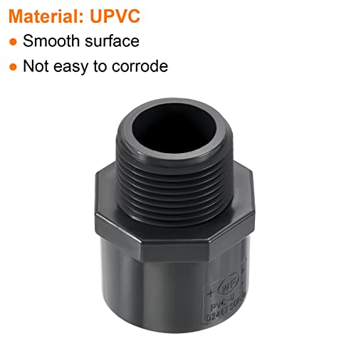 PATIKIL 1NPT Male Thread Pipe Fitting, 5 Pack UPVC 1" Socket Schedule 80 Straight Tube Hose Connector Adapter for Water Pipes Gray - Image 4