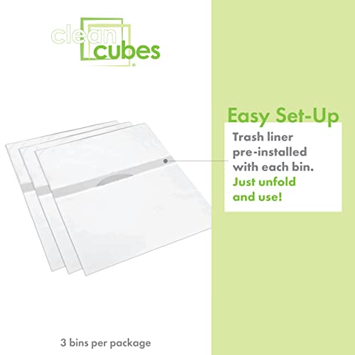 Clean Cubes 4 Gallon Trash Cans & Recycle Bins For Sanitary Garbage Disposal. Disposable Containers For Parties, Events, Recycling, And More. 3 Pack (White) #TOP2