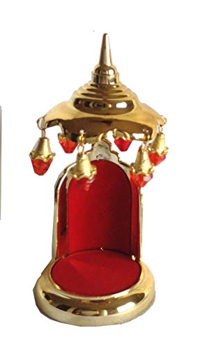 Image of Metal - Golden Umbrella Chhatra for Car Dashboard /Office Desk /Table /Home Decor Showpiece, Chatri Aasan for God Murt /Idol, Fantasy, 6 Cm - Golden