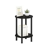 Furinno Turn-N-Tube 2-Tier Round Wooden End Table, Side Table, Espresso/Black
