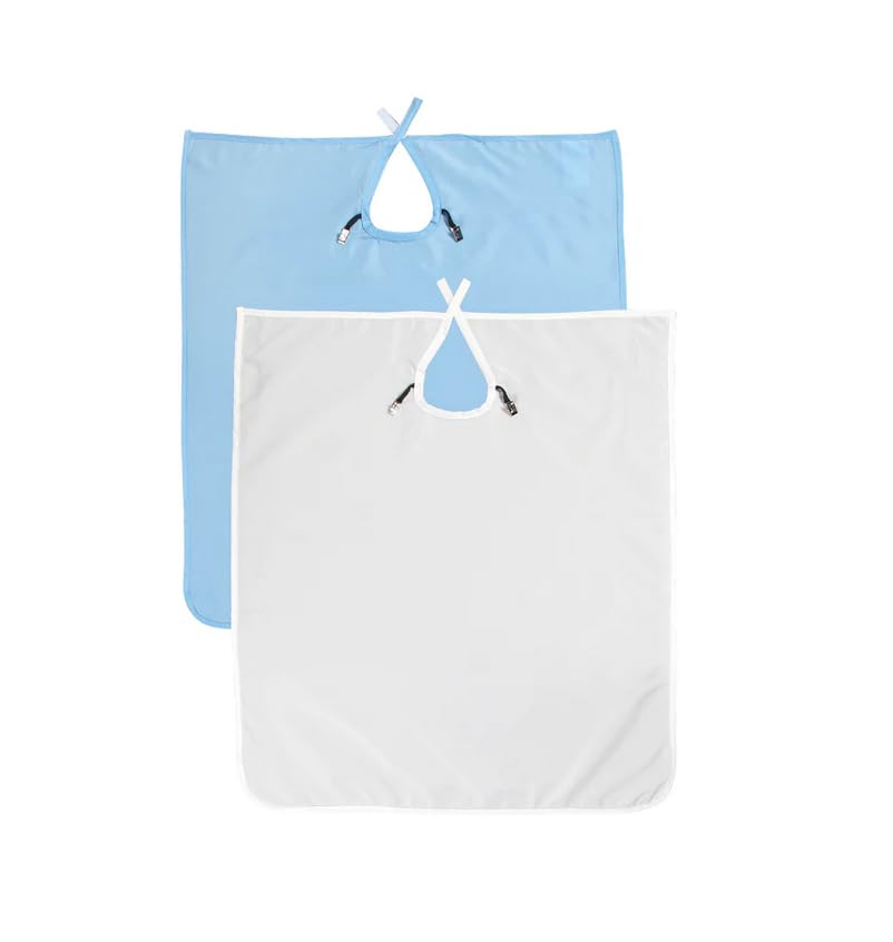 2/Pk Dental Patient Barrier Apron Blue Poliester Apron with Holder Clips for Bibs Ankle Lenght 27" W x 30" L