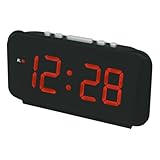 Filteilect Reloj digital LED, reloj despertador de pantalla vibrante de 1.8 pulgadas para escritorio o mesita de noche, funciona con pilas (no incluidas), color blanco (rojo)