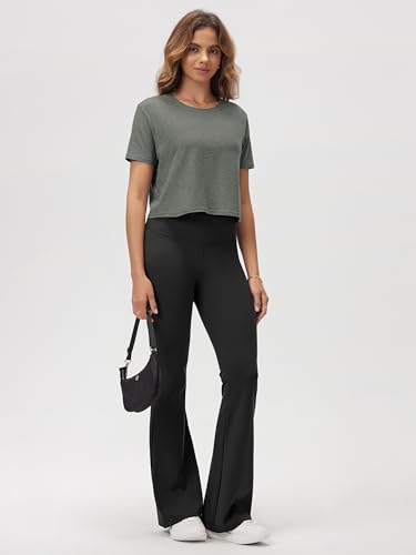 Image of ODODOS Women's Performance Cropped Tee Ultra Soft odSTRATUM Tech Short Sleeve Relaxed Top Crew Neck T-Shirts