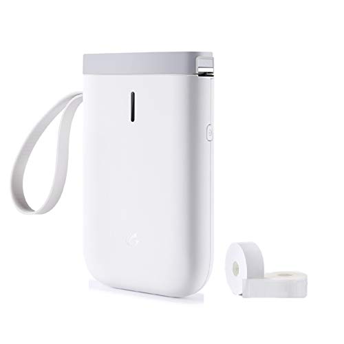 Label Maker, Portable Wireless BT Thermal Label Printer Machine with Tape USB Rechargeable for Smartphone Tablet Easy to Use Office Home Organization (White)