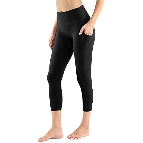 Desol Women's High Waist Yoga Leggings with Pockets Tummy Control Workout Running Pants 22" Black Cover