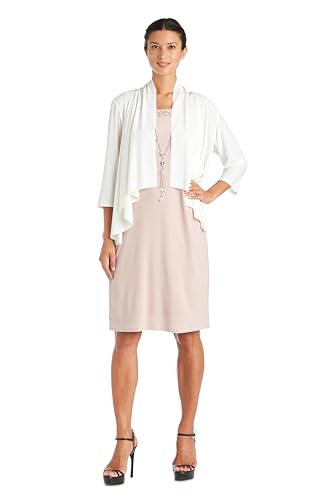 R&M Richards Women's 3/4 Sleeve Draped Front Swing Shrug - Lightweight Open Front Layer for Dresses & Tops