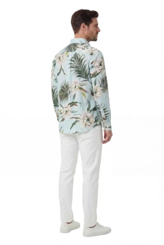 Image of Wispy Cereus Light Blue Family Matching Hawaiian Clothes | Family Matching Outfits • Soft Rayon Fabric • Tropical Floral Print • Vacation Ready • Luau Party Wear