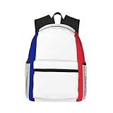 Plusieurs poches : doté de plusieurs poches, y compris un compartiment principal avec une housse dédiée pour ordinateur portable, deux poches latérales en maille pour un parapluie ou une bouteille d'eau, et une poche avant zippée pour les petits objets tels que les clés, les téléphones et la papeterie, ce sac à dos imprimé drapeau français vous aide à rester organisé lors de vos déplacements.