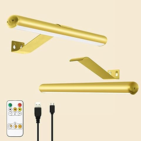 TINTINDOC Battery Picture Lights 2 Pack Painting Lights with Remote,Full Metal Rechargeable Picture Light Art Light for Painting Display, 300LM 13.5'' Dimmable for Picture Posters Artwork with Patent Cover