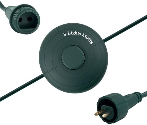 8 Lights Mode Power Cord Foot Switch 1/2inch Plug for Christmas Tree Lights Compatible Replacement for TS-8W29V, TS-13W29V, TS-17W29V, TS-18WL29V, TS-26WL29V, TS-48W29V