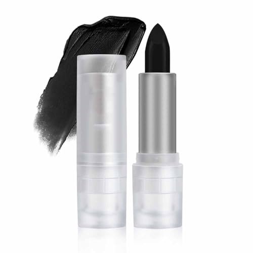Pintalabios de Halloween con acabado mate, resistente al agua, de larga duración, brillo de labios para Halloween, no se pega, no se decolora, brillo de labios colorido para festivales (negro)