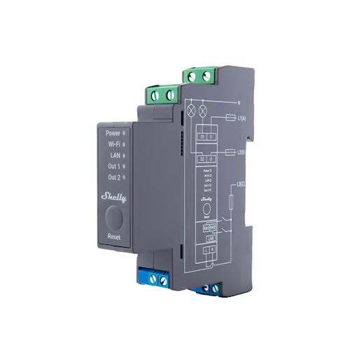 Shelly Pro 2 | Wi-Fi, LAN & Bluetooth 2 Channel Smart Relay | Home & Facility Automation | Compatible with Alexa & Google Home | iOS Android App | Lights Automation |Remote Control for Motorized Valve Shelly Pro 2 | Wi-Fi, LAN & Bluetooth 2 Channel Smart Relay | Home & Facility Automation | Compatible with Alexa & Google Home | iOS Android App | Lights Automation |Remote Control for Motorized Valve