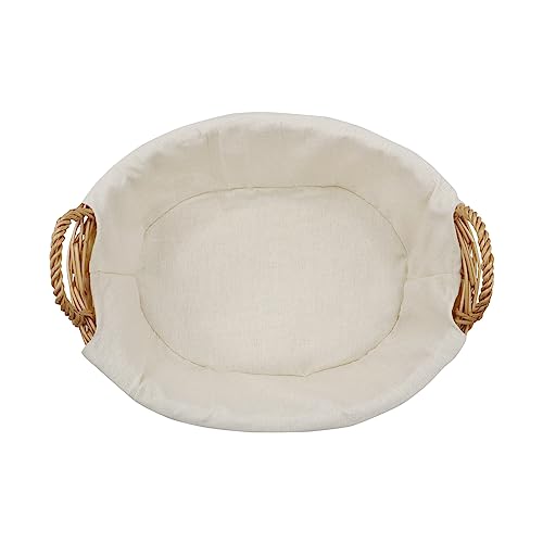 JVL Aufbewahrungskorb aus Akazienholz, oval, mit Futter, Honigfarben