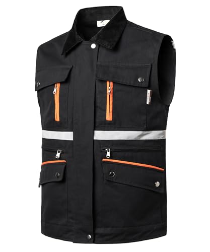 Image of Tool Vest for Men Electrician Reflective Work Vest Carpenters Multi-Pockets Safety Vests
